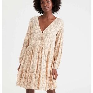 American Eagle Size M Pale Yellow/Orange Tiny Floral Print Spring Dress